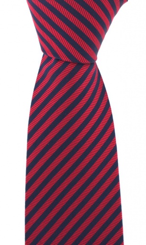 Red and Navy Blue Stripe Mens Luxury Silk Tie | Ties For Men - Gents Shop